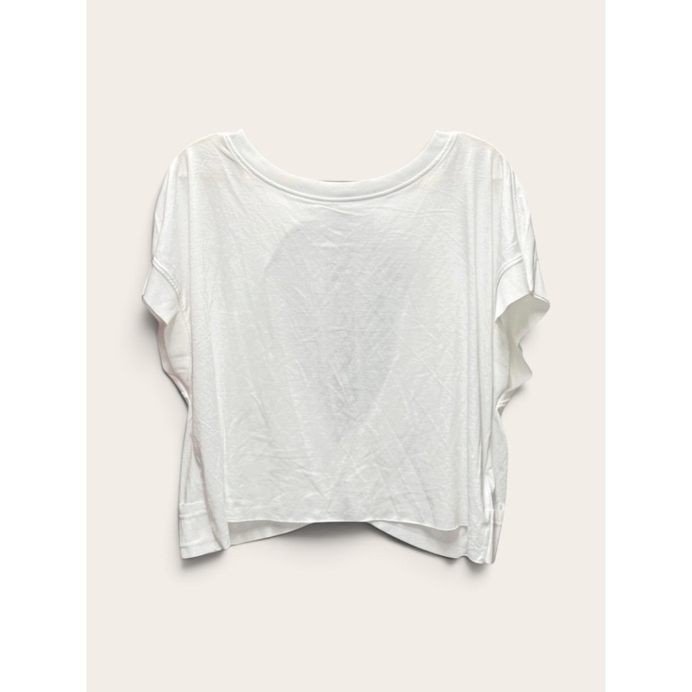 Unia Nkiya Womens White Open Back Crossover Crop Top Short Sleeve Small NWT